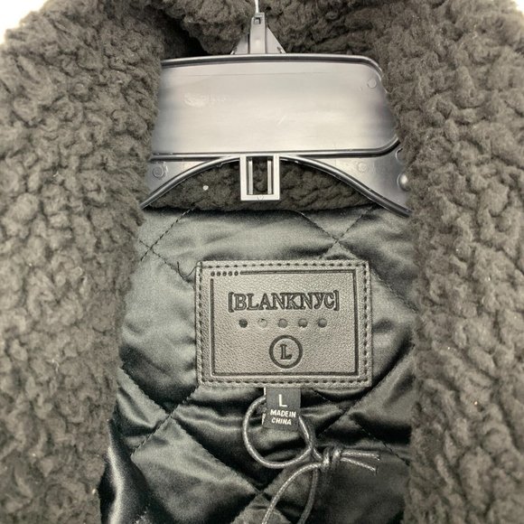Blank NYC Jacket Black High Collar Sherpa SOFT Button Snap - Picture 8 of 11